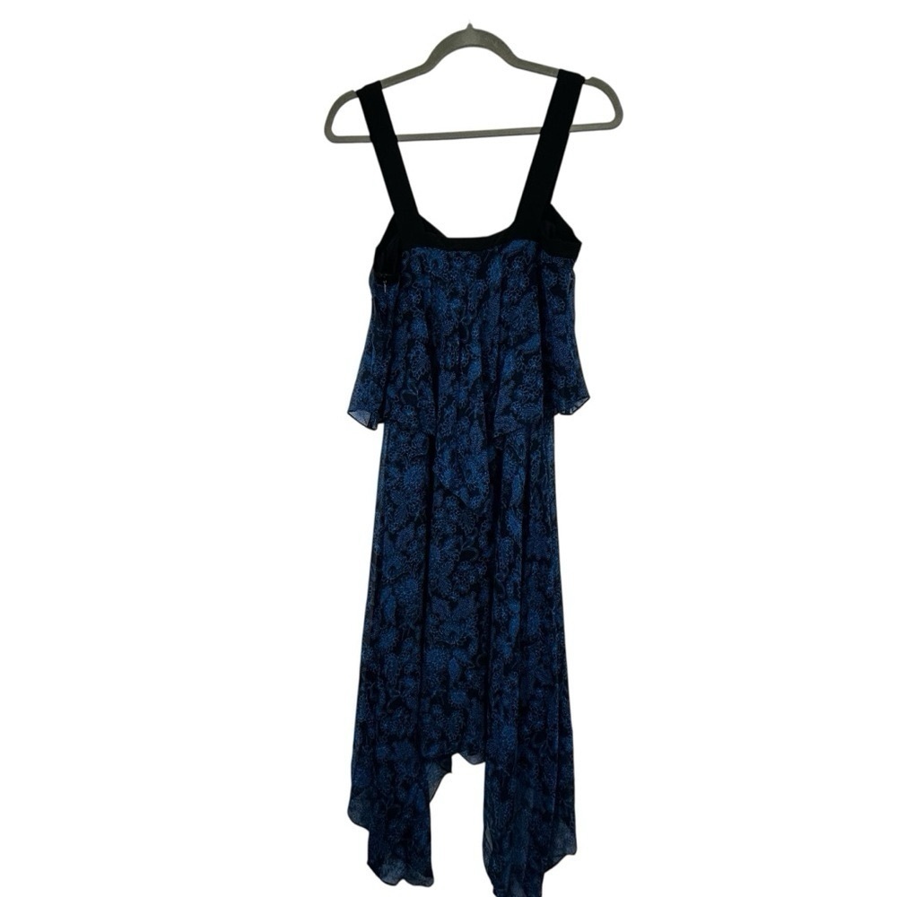 Derek Lam 10 Crosby Blue Floral Silk Asymmetrical Two-Tier Cami Dress Women’s 2 - Picture 10 of 16